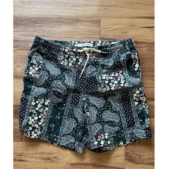 Pacsun Volley Shorts Floral Paisley Print Elastic Waist Drawstring Size M - Picture 1 of 4